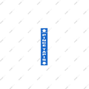 Autocollant bleu "PINCE TAPIS"