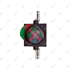 Coffret 1 feu flèche verte + croix rouge, 220V, 25 X 25cm