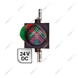 Coffret 1 globe flèche verte + croix rouge, 24VDC, 25 X 25cm